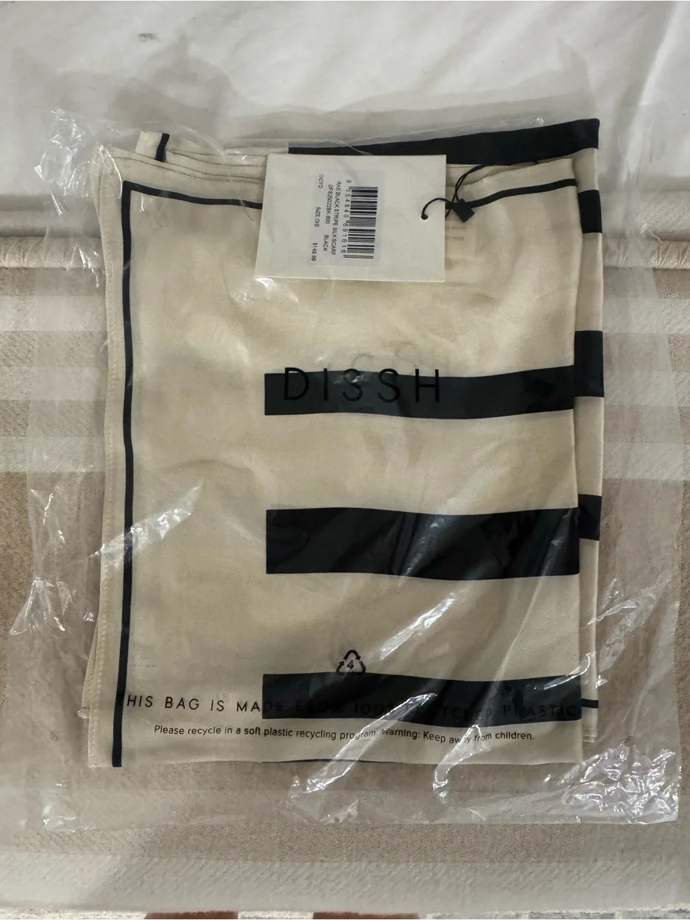 NWT Rae Black Stripe Silk Scarf Top